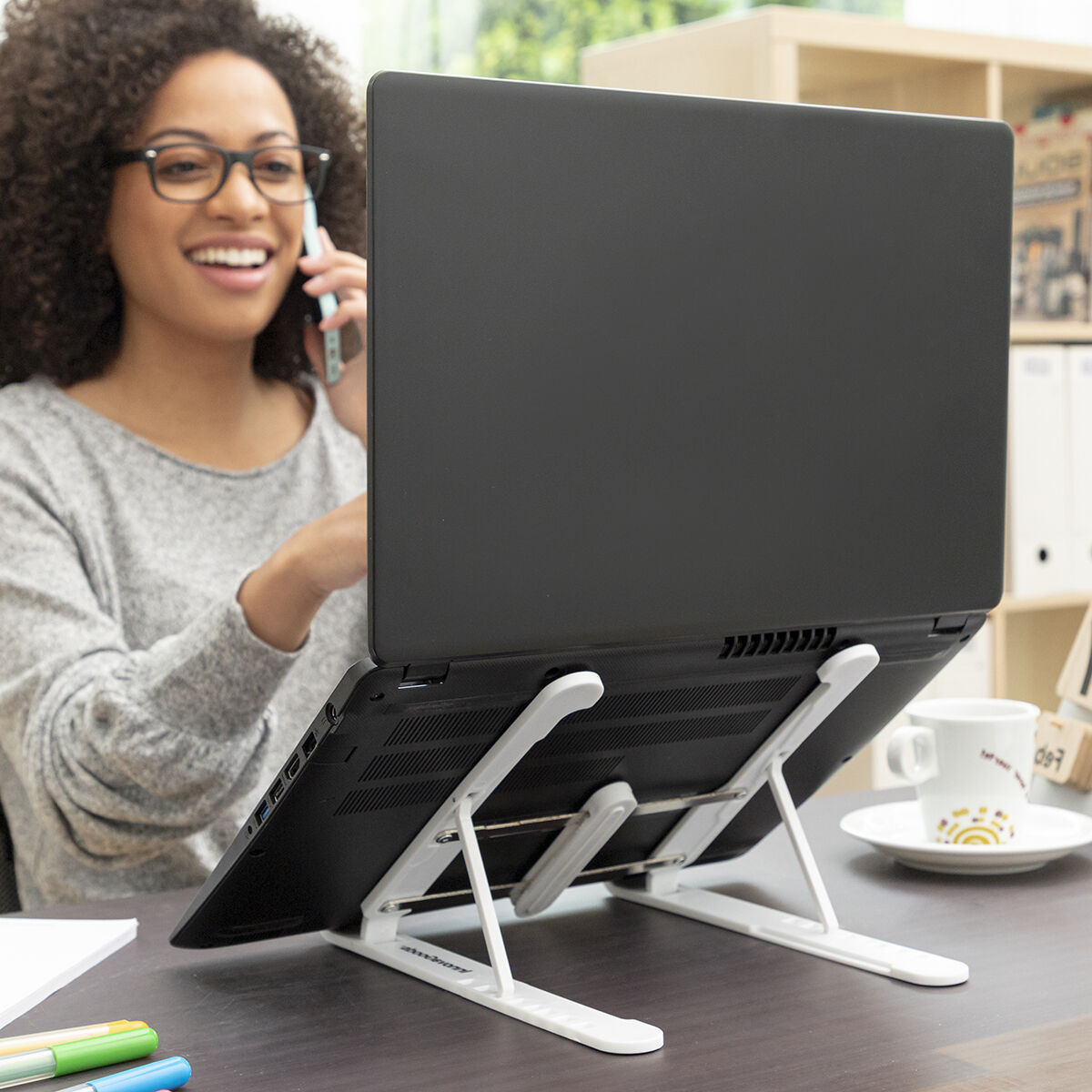 Folding and Adjustable bärbar dator Stand Flappot InnovaGoods